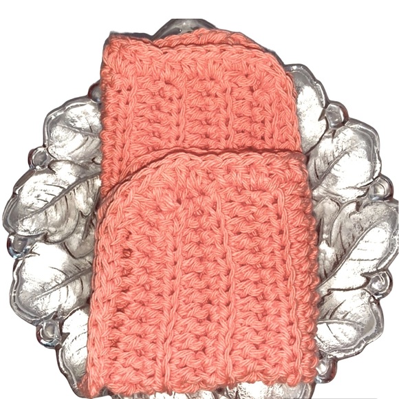 HAND CRAFTED Crochet Colorful Coral 100% Cotton All Purpose Dish or Wash Cloths - Picture 4 of 8